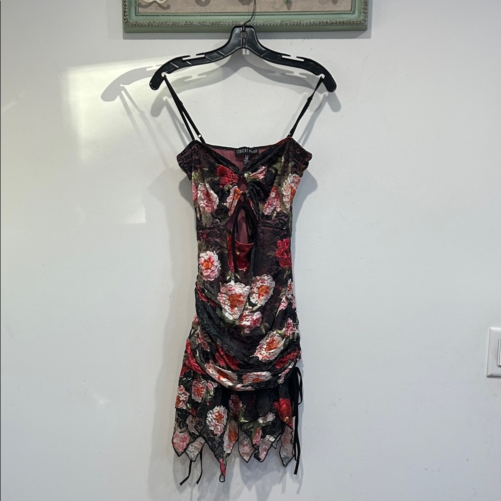 Current Mood Black and Red Floral Mini Dress